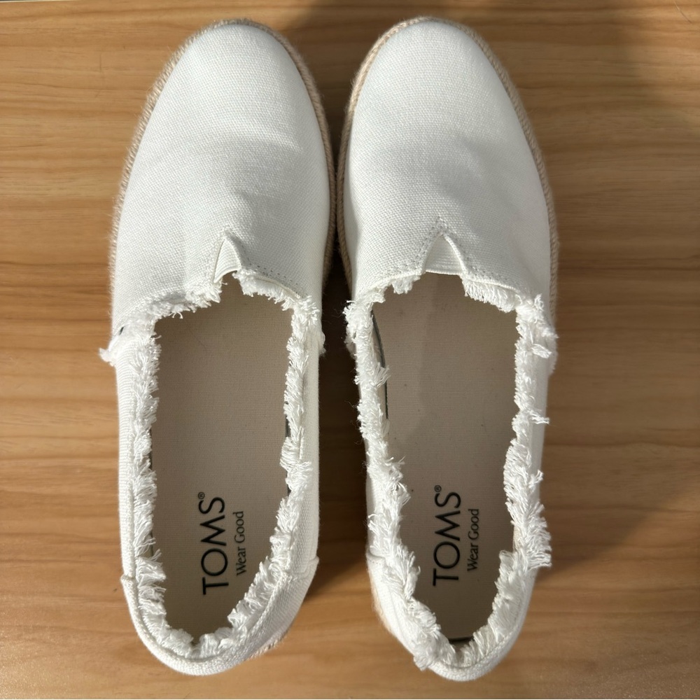 TOMS Valencia Platform Slip-On white sz 8 - Picture 2 of 7